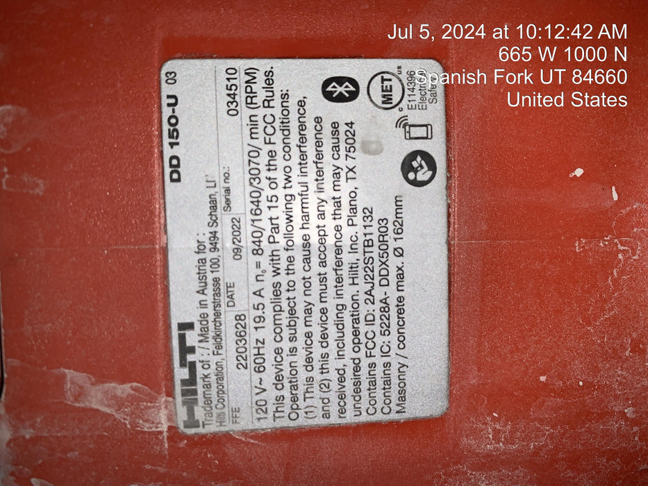 2023 HILTI DD 150-U