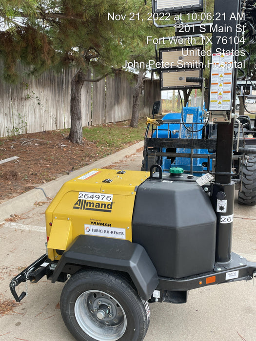 2022 Allmand NLV3GR (4) LED Light Fixture 350W, 23' Vertical Mast, 3kW Prime, Towable, ES Decals, T3