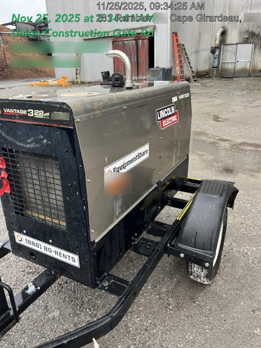 2019 Lincoln Electric Vantage 322 Welder Ready-Pak 3, Two wheel trailer, Fender and Light kit, Cable Rack