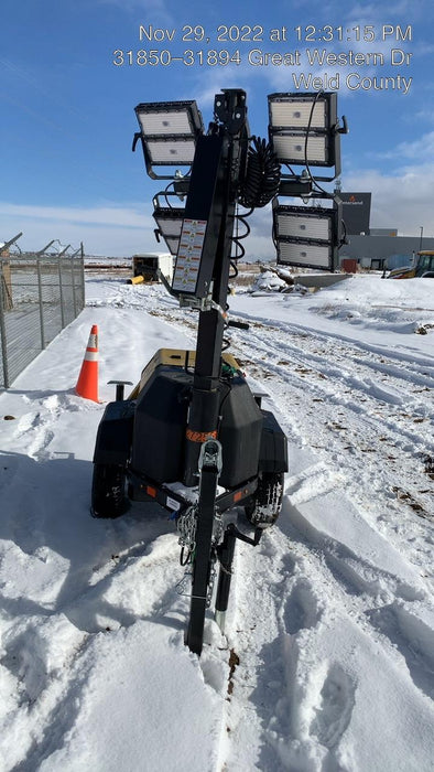 2022 Allmand NLV3GR (4) LED Light Fixture 350W, 23' Vertical Mast, 3kW Prime, Towable, ES Decals, T3