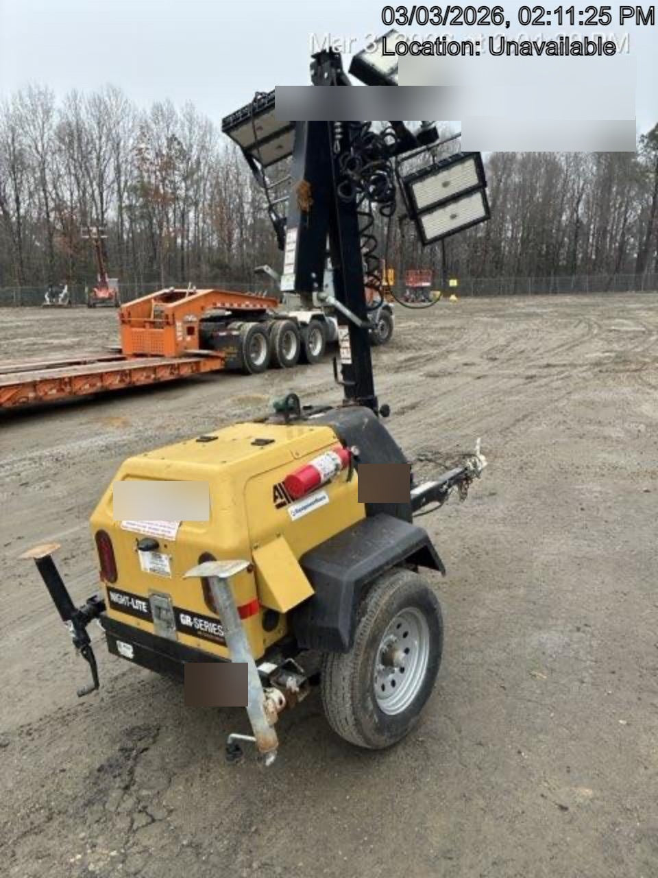 2022 Allmand NLV3GR (4) LED Light Fixture 350W, 23' Vertical Mast, 3kW Prime, Towable, Deep Sea L401, Leveling Jacks, Yanmar T4F 5.8hp