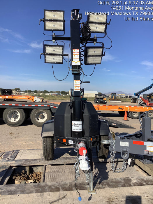 2021 Allmand NLV3GR (4) LED Light Fixture 350W, 23' Vertical Mast, 3kW Prime, Towable, Deep Sea L401, Leveling Jacks, Yanmar T4F 5.8hp