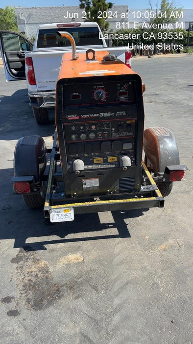 2022 Lincoln Electric Vantage 322 Trlr Mounted, Cable Rack, Light Kit