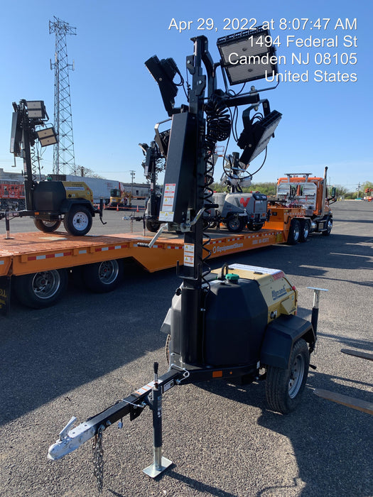 2021 Allmand NLV3GR (4) LED Light Fixture 350W, 23' Vertical Mast, 3kW Prime, Towable, Deep Sea L401, Leveling Jacks, Yanmar T4F 5.8hp