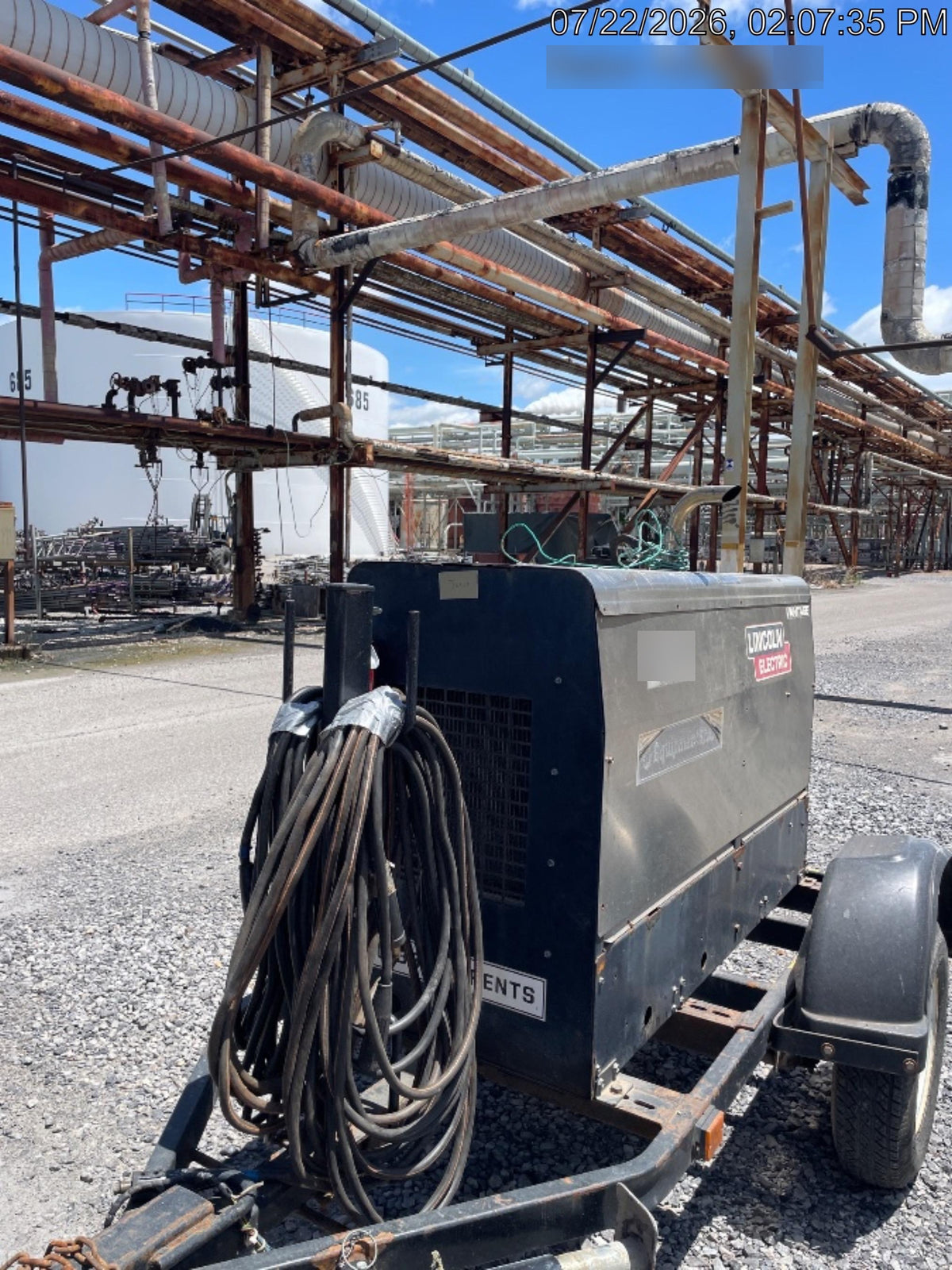 2019 Lincoln Electric Vantage 322 Welder Ready-Pak 3, Two wheel trailer, Fender and Light kit, Cable Rack