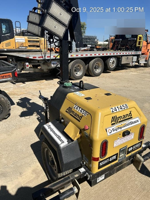 2022 Allmand NLV3GR (4) LED Light Fixture 350W, 23' Vertical Mast, 3kW Prime, Towable, Deep Sea L401, Leveling Jacks, Yanmar T4F 5.8hp