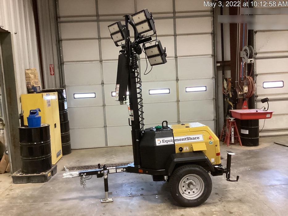2022 Allmand NLV3GR (4) LED Light Fixture 350W, 23' Vertical Mast, 3kW Prime, Towable, Deep Sea L401, Leveling Jacks, Yanmar T4F 5.8hp