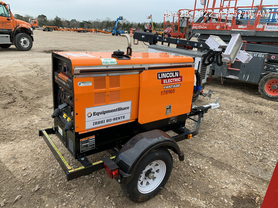 2021 Lincoln Electric Vantage 322 Vantage 322 Ready Pak 3 w/ Decals, ORANGE (includes trailer, cable rack, fender light kit) NO Telematics