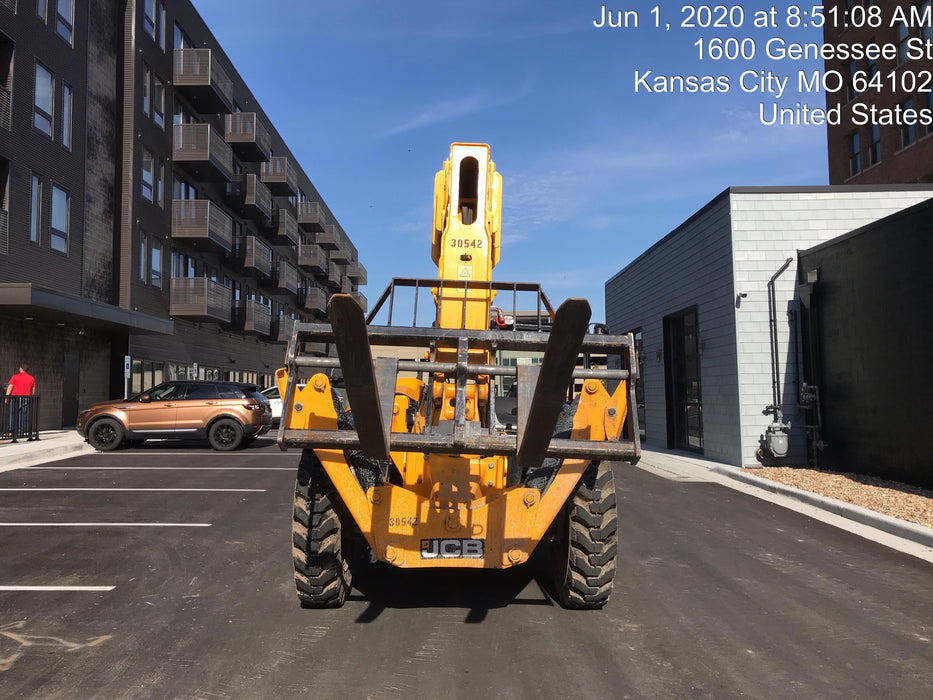 2019 JCB 510-56 Open ROPS, 74 HP, Solid Tires, Worklights, Beacon, Aux Hydraulics, Lifting Eye 72" Carriage/60" Forks