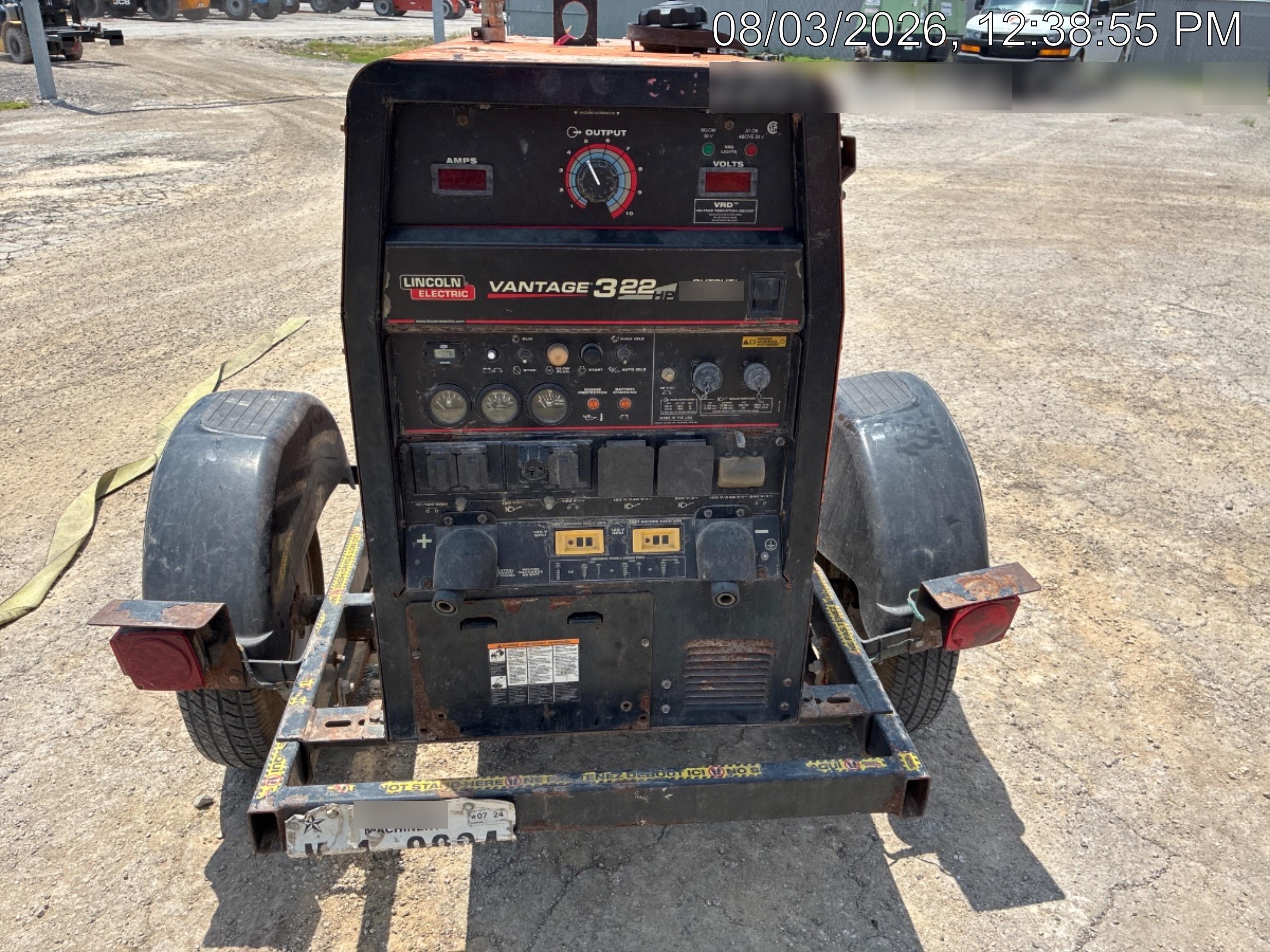 2021 Lincoln Electric Vantage 322 Vantage 322 Ready Pak 3 w/ Decals, ORANGE (includes trailer, cable rack, fender light kit) NO Telematics