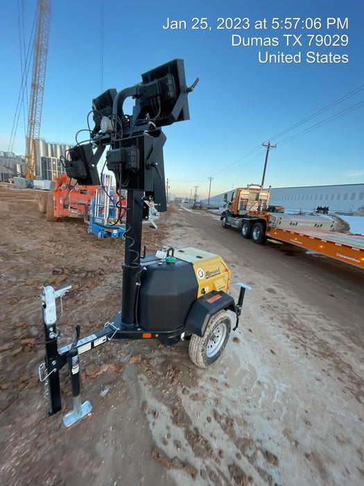 2022 Allmand NLV3GR (4) LED Light Fixture 350W, 23' Vertical Mast, 3kW Prime, Towable, ES Decals, T3