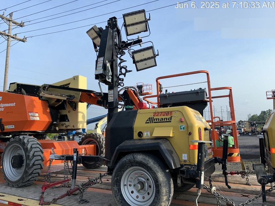 2022 Allmand NLV3GR (4) LED Light Fixture 350W, 23' Vertical Mast, 3kW Prime, Towable, Deep Sea L401, Leveling Jacks, Yanmar T4F 5.8hp