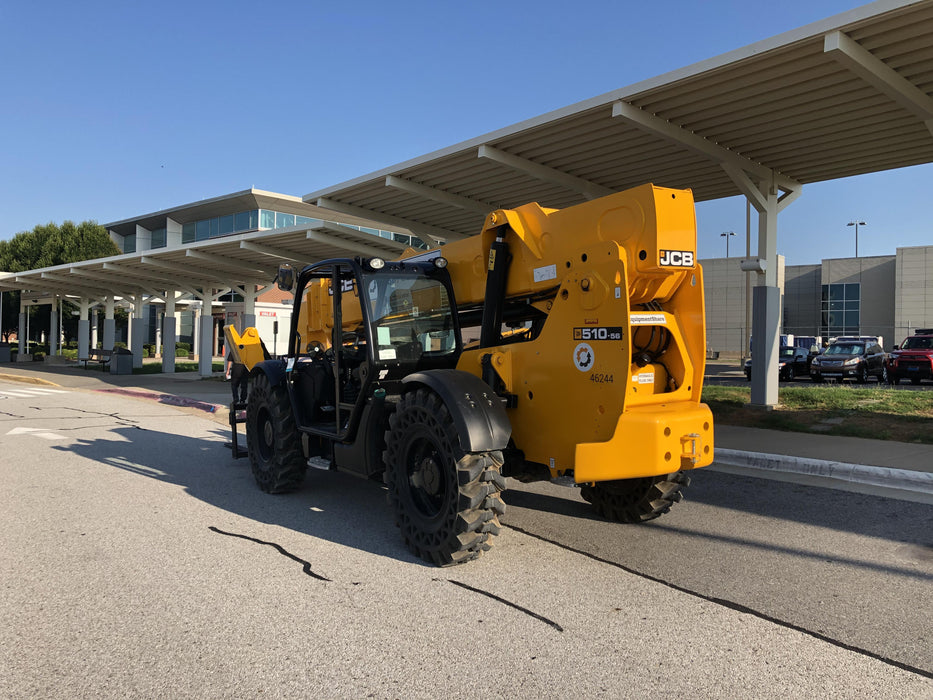 2019 JCB 510-56 Canopy, 74 HP, Solid Tires, STD Worklight, Beacon, Aux Hydraulics, Lifting Eye, Back up Alarm w/66" Carriage/60" Forks