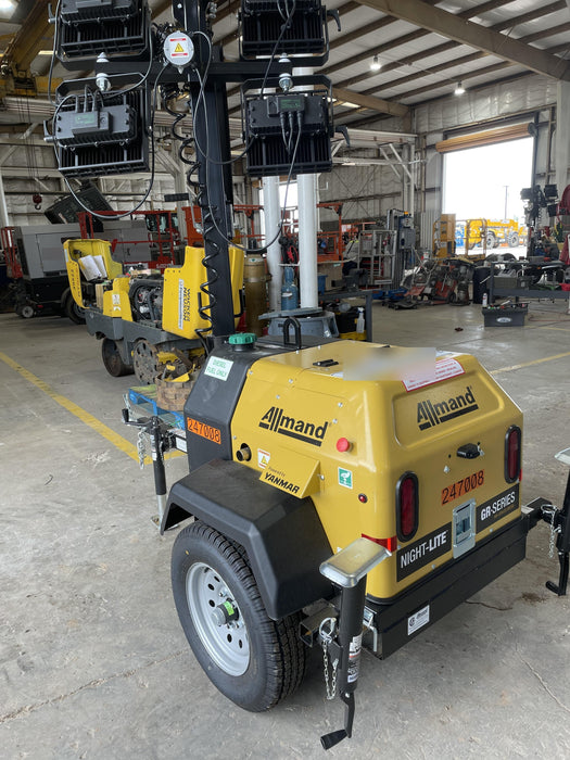 2022 Allmand NLV3GR (4) LED Light Fixture 350W, 23' Vertical Mast, 3kW Prime, Towable, ES Decals, T3