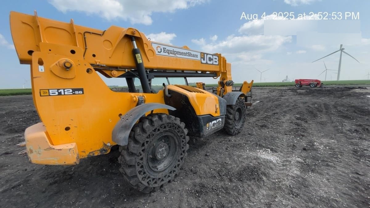 2019 JCB 512-56 Canopy, 109 HP, Solid Tires, STD Worklight, Beacon, Aux Hydraulics, Lifting Eye, Back up Alarm 66" Carriage/60" Forks
