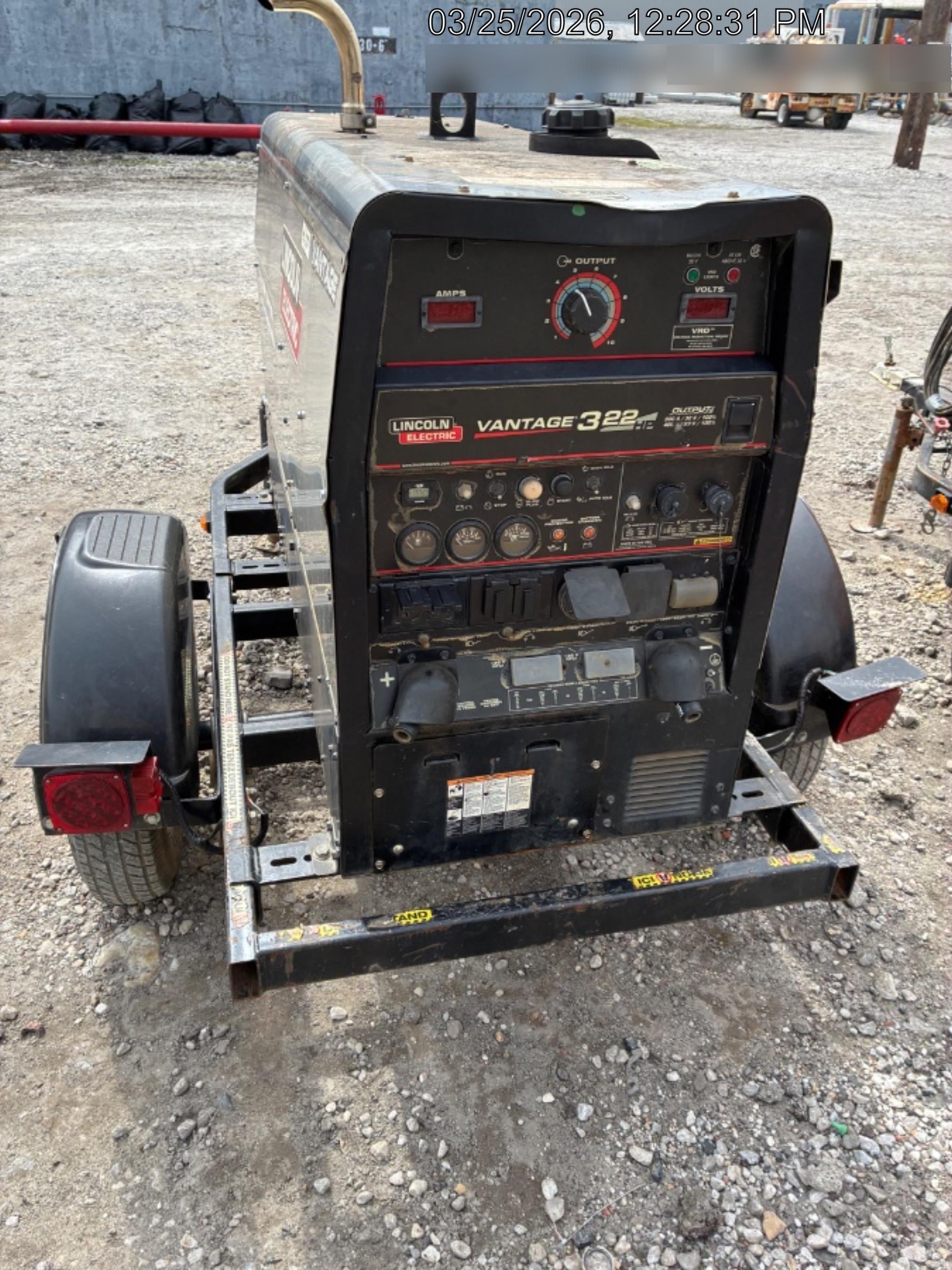 2019 Lincoln Electric Vantage 322 Ready-Pak 3, Two Wheel Trailer, Fender and Light Kit, Cable Rack