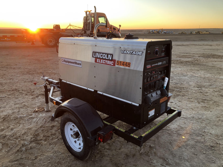 2019 Lincoln Electric Vantage 322 Ready-Pak 3, Two Wheel Trailer, Fender and Light Kit, Cable Rack