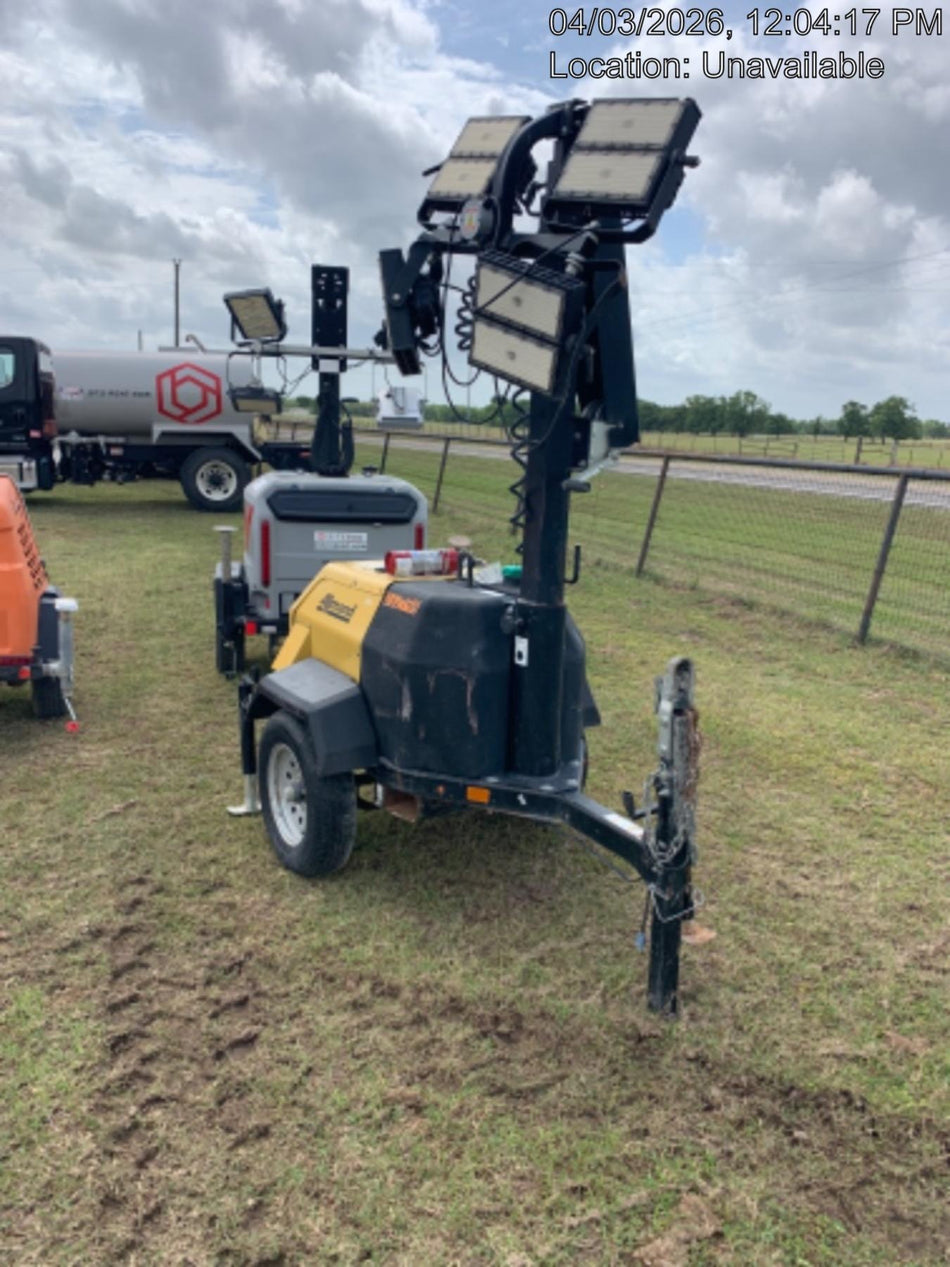 2022 Allmand NLV3GR (4) LED Light Fixture 350W, 23' Vertical Mast, 3kW Prime, Towable, Deep Sea L401, Leveling Jacks, Yanmar T4F 5.8hp