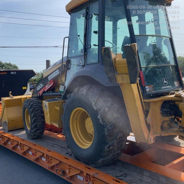 2020 John Deere 410L - Extendable Stick Cab/Heat/Air, 4WD, Extendable Stick, Pilot Controls, 2 Way Hydraulics, TAG Manual QC