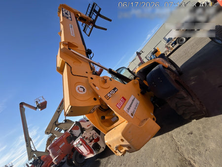 2019 JCB 510-56 74 HP w/Open ROPS, Beacon, Aux Hydraulics, Worklights, Solid Tires w/60" Carriage/Forks