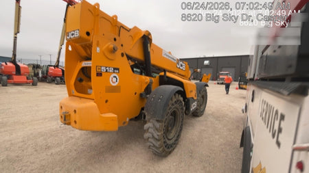 2019 JCB 512-56 Cab/Heat/Air, 109 HP, Solid Tires, STD Worklight, Beacon, Aux Hydraulics, Lifting Eye, Back up Alarm w/66" Carriage/60" Forks