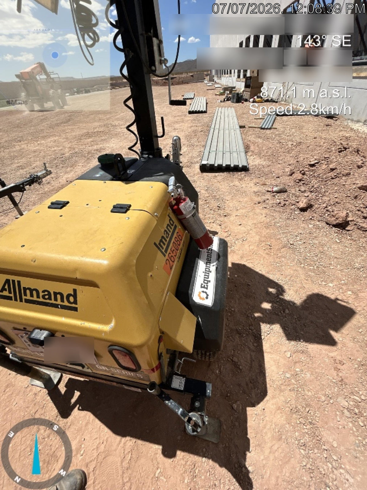 2022 Allmand NLV3GR (4) LED Light Fixture 350W, 23' Vertical Mast, 3kW Prime, Towable, Deep Sea L401, Leveling Jacks, Yanmar T4F 5.8hp