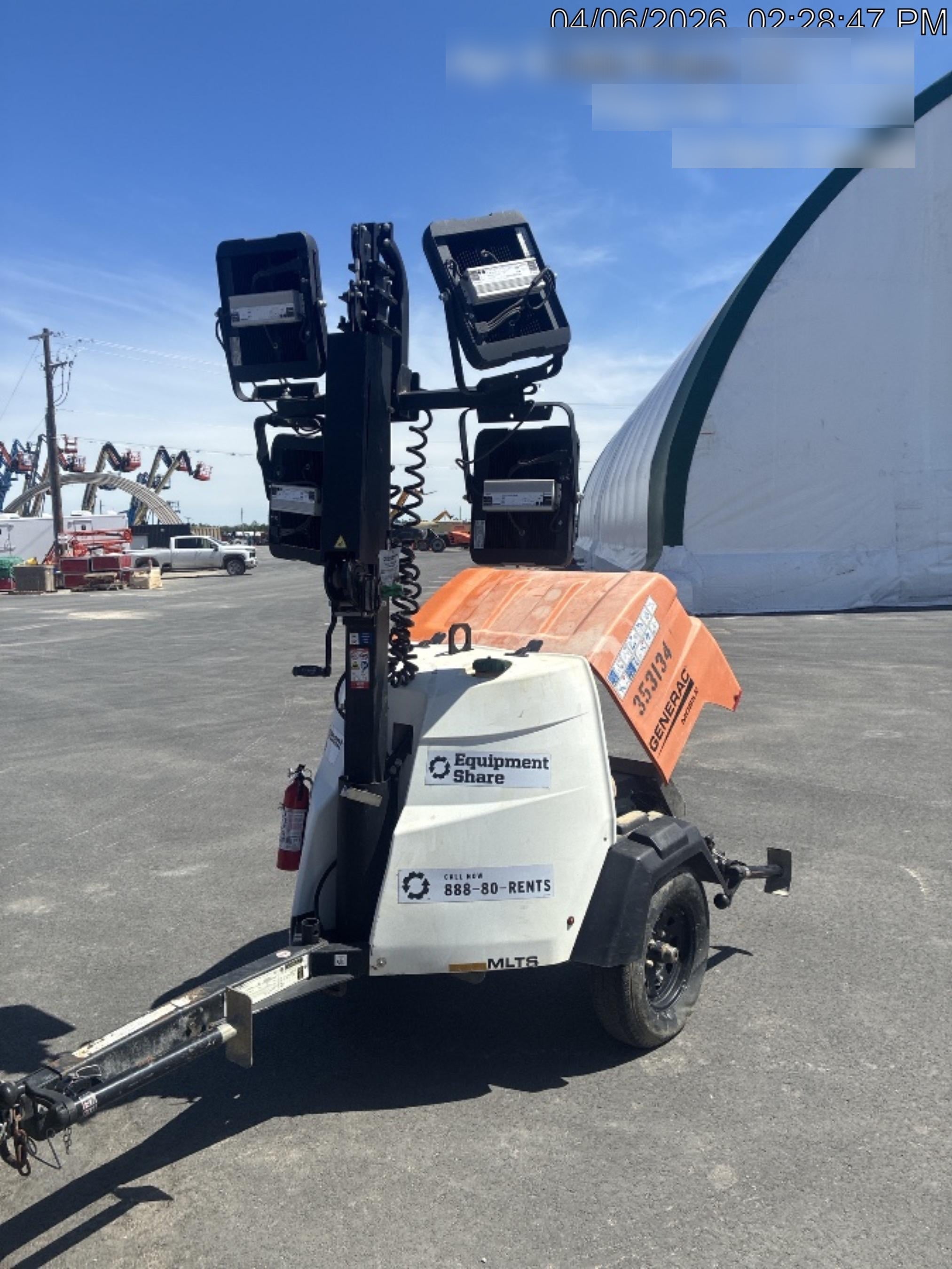 2023 Generac MLT2 Diesel, Flex Switch 120V Input, Powerzone Controller, (4) 320W LED Lights, 4kW Generator, 39.9 Gal Fuel Tank, 2" Ball, T3
