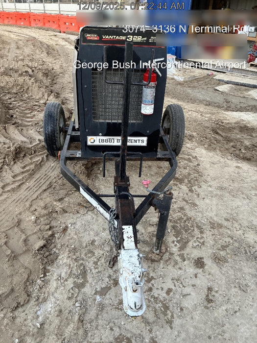 2019 Lincoln Electric Vantage 322 Welder Ready-Pak 3, Two wheel trailer, Fender and Light kit, Cable Rack