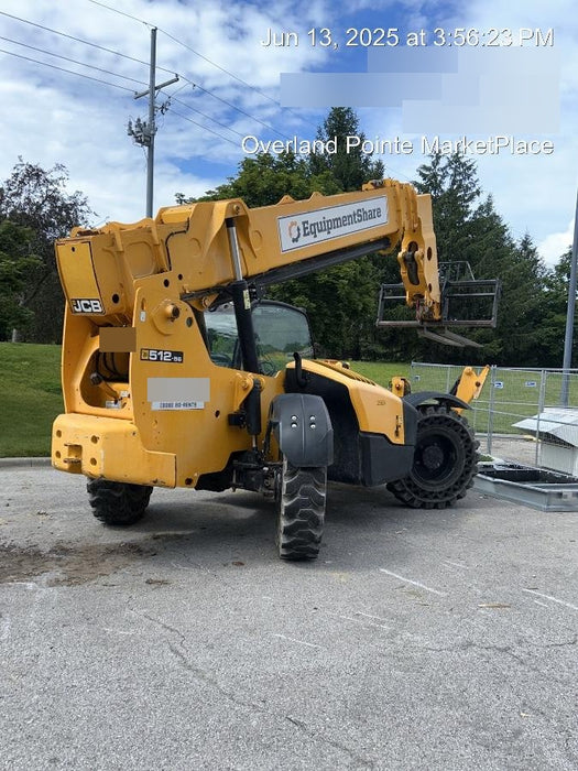 2019 JCB 512-56 Enclosed Cab, 109 HP, Solid Tires, Worklights, Beacon, Aux Hydraulics, Lifting Eye w/60" Carriage/60" Forks