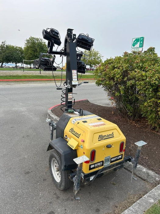 2020 Allmand NLV3GR (4) LED Light Fixture 350W, 23' Vertical Mast, 3kW Prime, Towable, Deep Sea L401, Leveling Jacks, Yanmar T4F 5.8hp