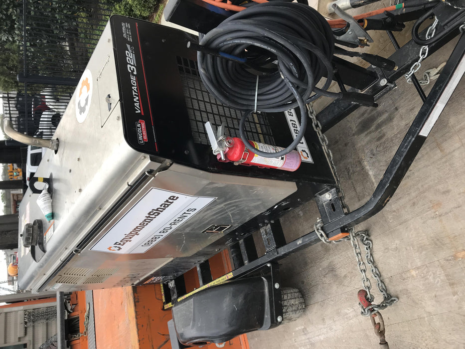 2019 Lincoln Electric Vantage 322 Welder Ready-Pak 3, Two wheel trailer, Fender and Light kit, Cable Rack