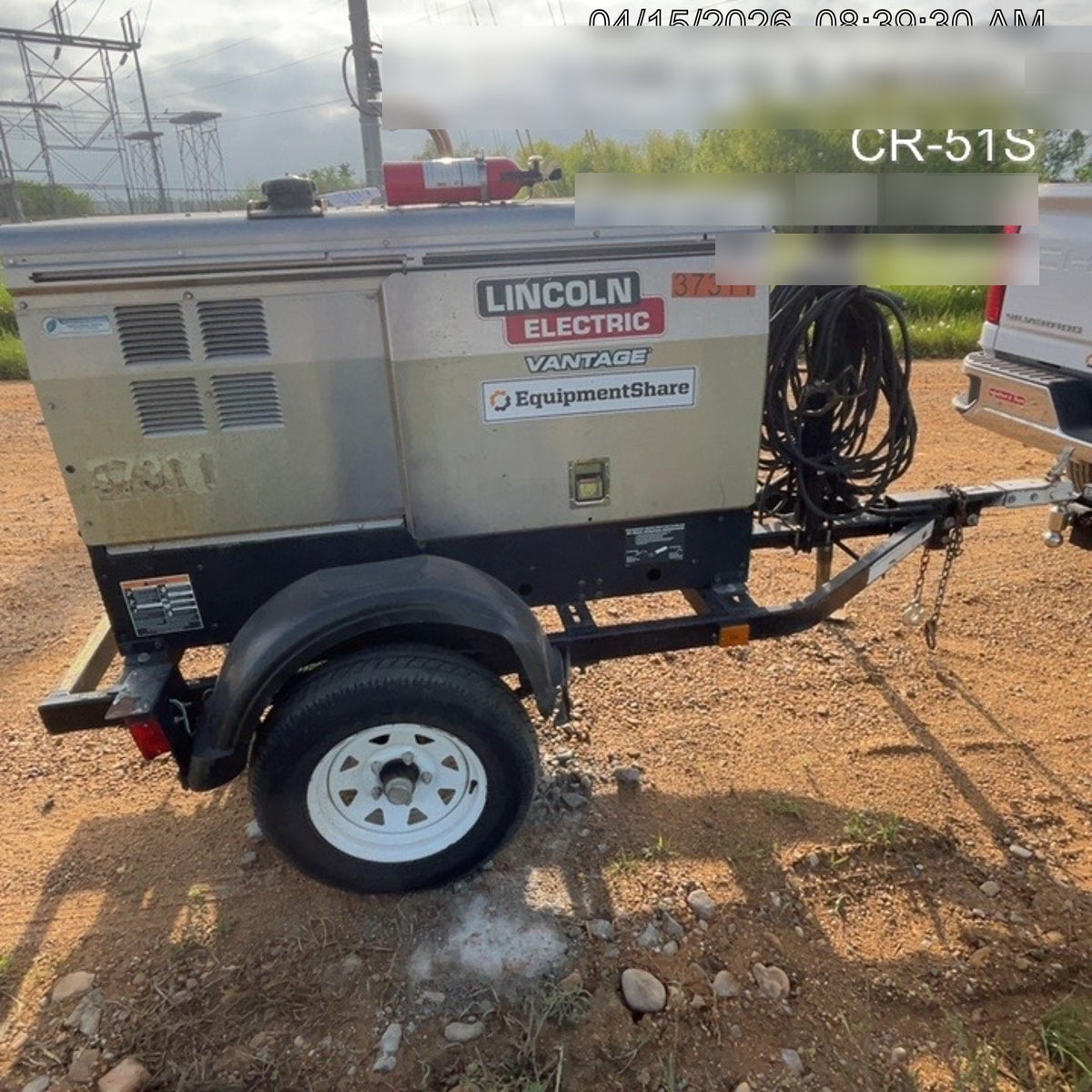 2019 Lincoln Electric Vantage 322 Ready-Pak 3, Two Wheel Trailer, Fender and Light Kit, Cable Rack