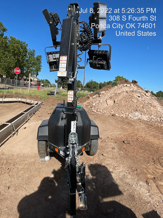 2022 Allmand NLV3GR (4) LED Light Fixture 350W, 23' Vertical Mast, 3kW Prime, Towable, Deep Sea L401, Leveling Jacks, Yanmar T4F 5.8hp