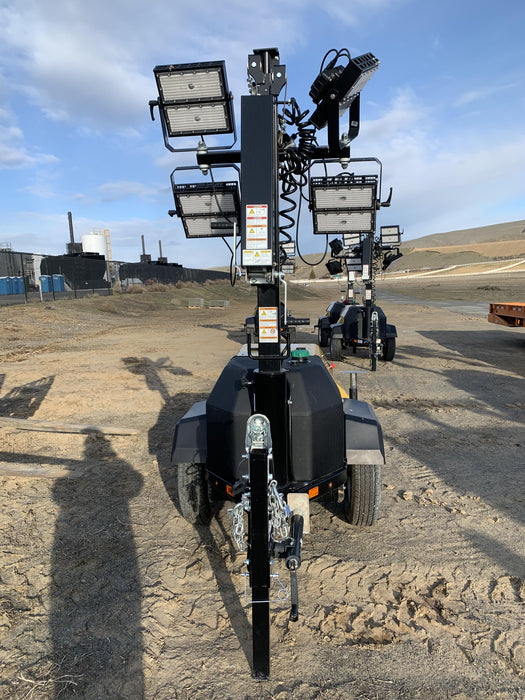 2021 Allmand NLV3GR (4) LED Light Fixture 350W, 23' Vertical Mast, 3kW Prime, Towable, Deep Sea L401, Leveling Jacks, Yanmar T4F 5.8hp