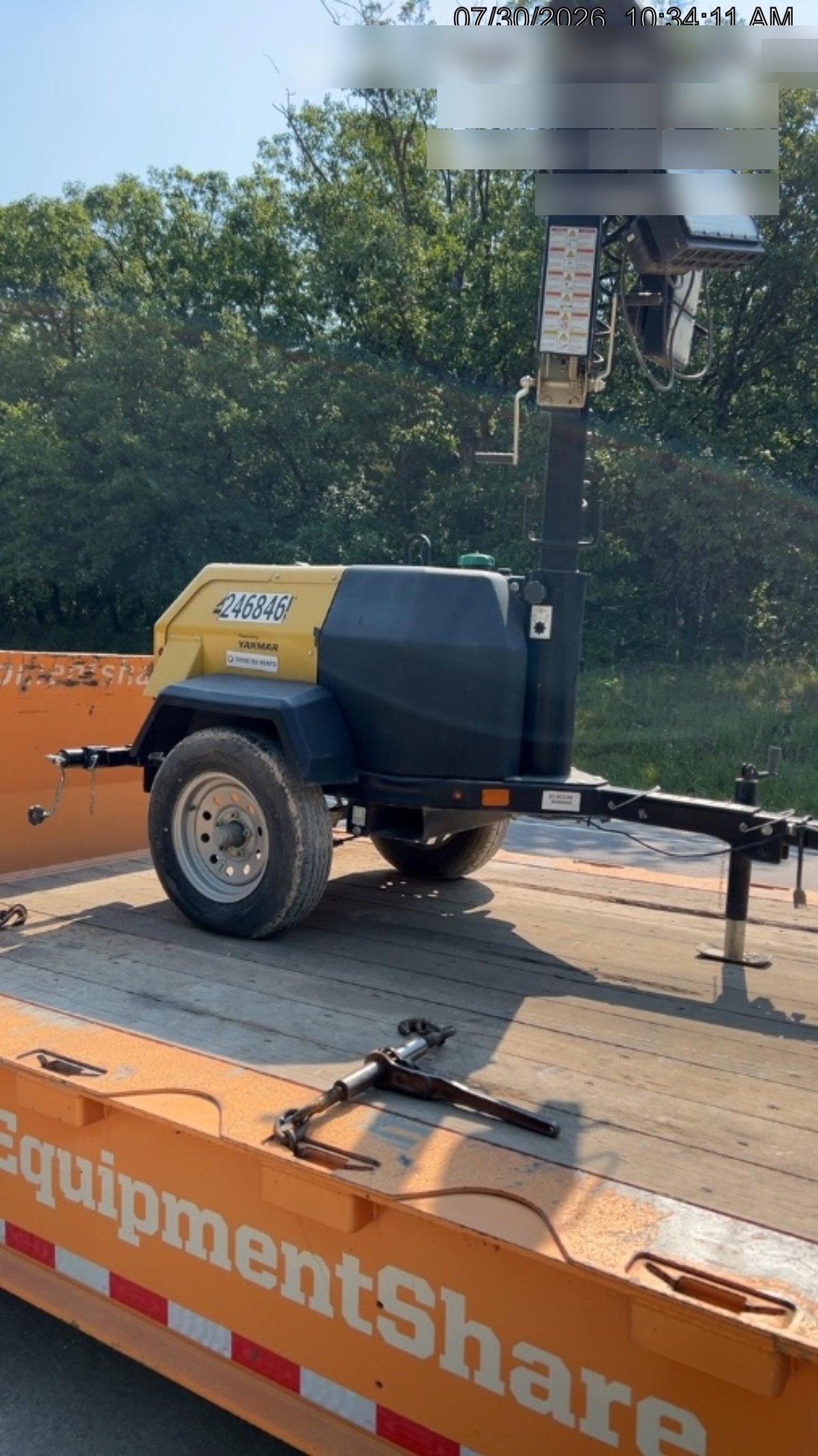 2022 Allmand NLV3GR (4) LED Light Fixture 350W, 23' Vertical Mast, 3kW Prime, Towable, ES Decals, T3