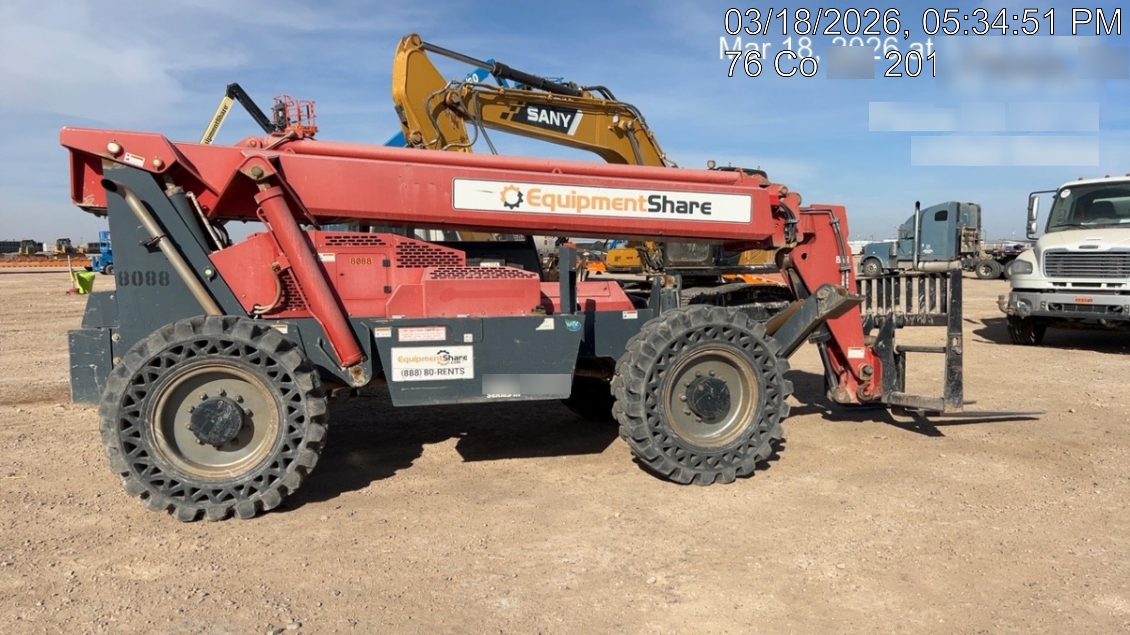 2018 Manitou MTA10055 Manitou MTA 10055 w/Open ROPS, Work Lights/Strobe, Aux Hyd, Solid Tires, Lift Hook, 66" Carriage, 60" Forks
