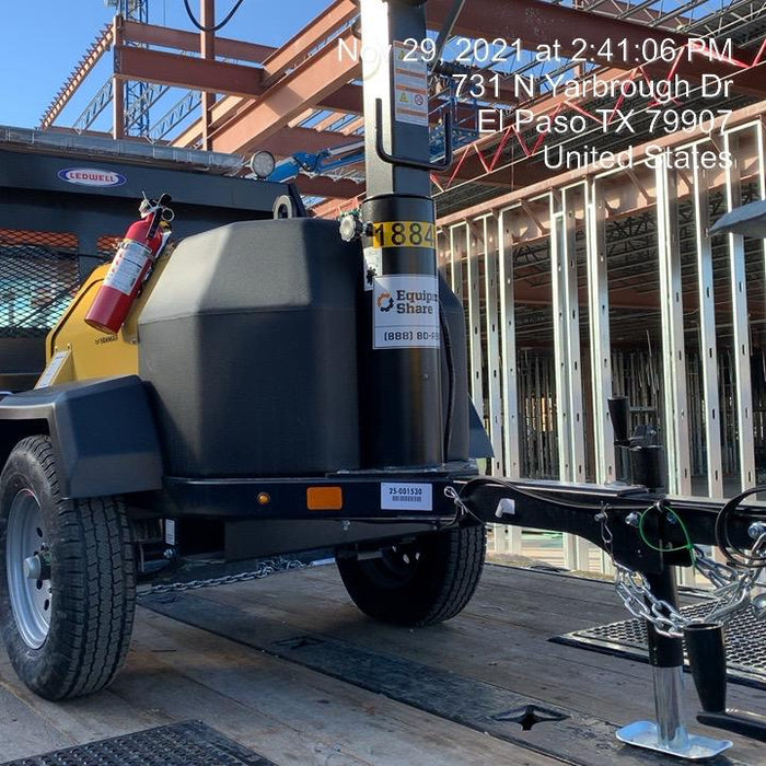 Allmand NLV3GR (4) LED Light Fixture 350W, 23' Vertical Mast, 3kW Prime, Towable, Deep Sea L401, Leveling Jacks, Yanmar T4F 5.8hp