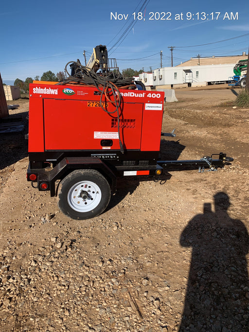 2022 Shindaiwa DGW400MDL Kubota D902 Engine, 23 HP, Dual Op Welder, Wire, Arc, Droop Stick, Tig, and CC Stick Functionality, Simulphase, 3 Phase and 1 Phase Gen Output, Single Axle NB Trlr, Slr Trckl Chrg 12V 12W, Fire Ext
