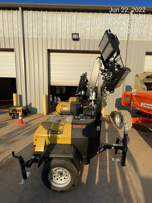 2022 Allmand NLV3GR (4) LED Light Fixture 350W, 23' Vertical Mast, 3kW Prime, Towable, Deep Sea L401, Leveling Jacks, Yanmar T4F 5.8hp