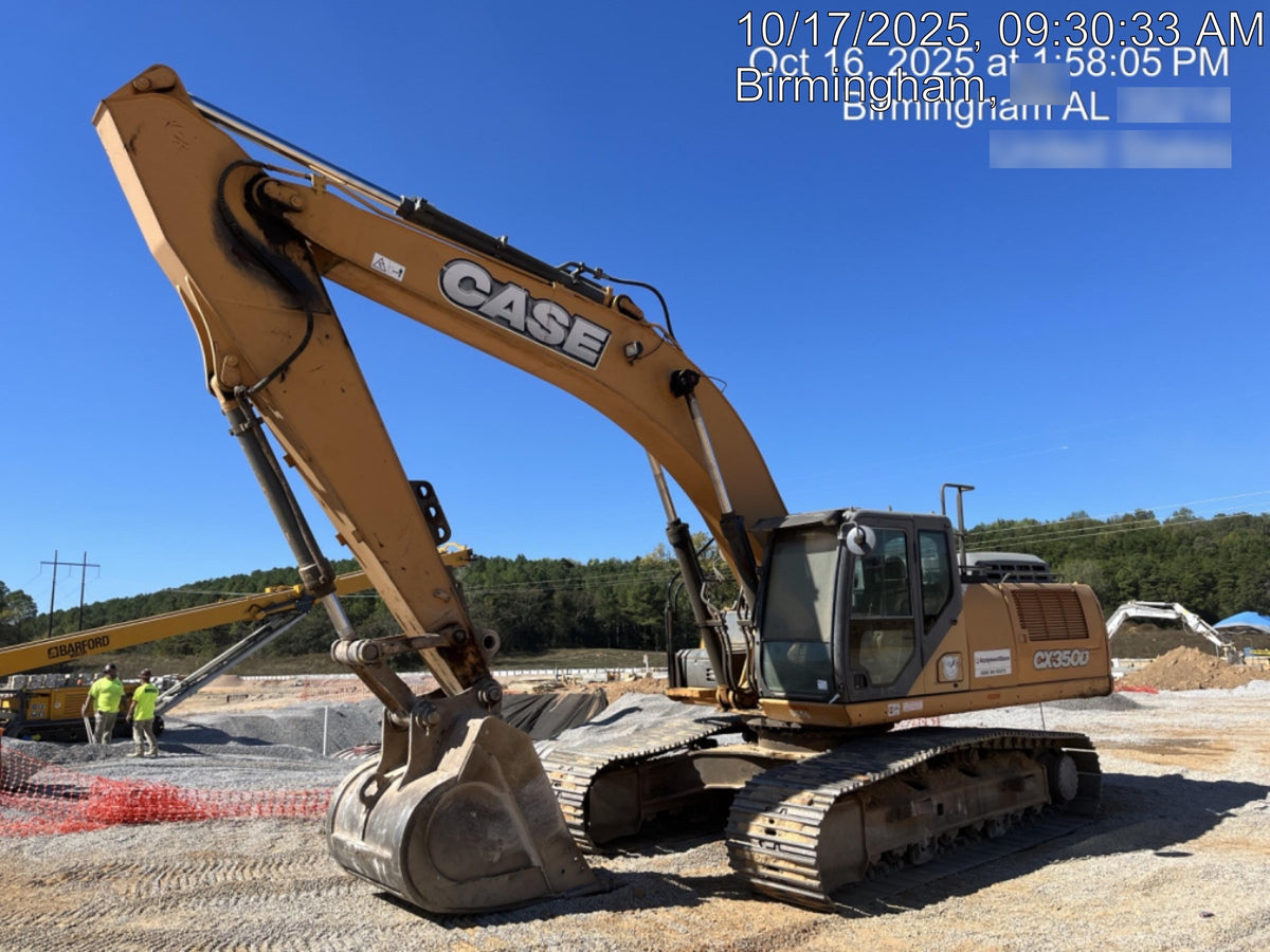 2015 Case CX350D CAB A/C, 13'-3" ARM, STEEL TRACKS, THUMB