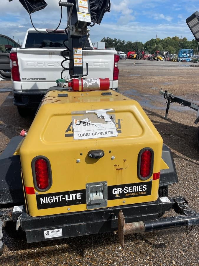2022 Allmand NLV3GR (4) LED Light Fixture 350W, 23' Vertical Mast, 3kW Prime, Towable, Deep Sea L401, Leveling Jacks, Yanmar T4F 5.8hp