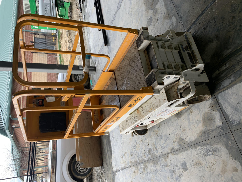 Custom Equipment HB-1430 <ul>
 <li>Hy-Brid Scissor Lift</li>
  <li>Platform capacity up to 670 lbs.</li>
  <li>Working height up to 20 ft</li>
  <li>Weighs under 1,700 lbs.</li>
  <li>Non-marking wheels </li>
</ul>