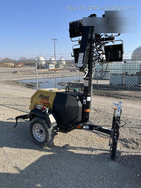 2022 Allmand NLV3GR (4) LED Light Fixture 350W, 23' Vertical Mast, 3kW Prime, Towable, Deep Sea L401, Leveling Jacks, Yanmar T4F 5.8hp