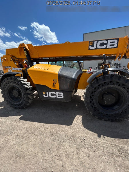 2019 JCB 509-42 Cab/Heat/Air, 74 HP, Solid Tires, STD Worklight, Beacon, Aux Hydraulics, Lifting Eye, Back up Alarm w/66" Carriage/60" Forks