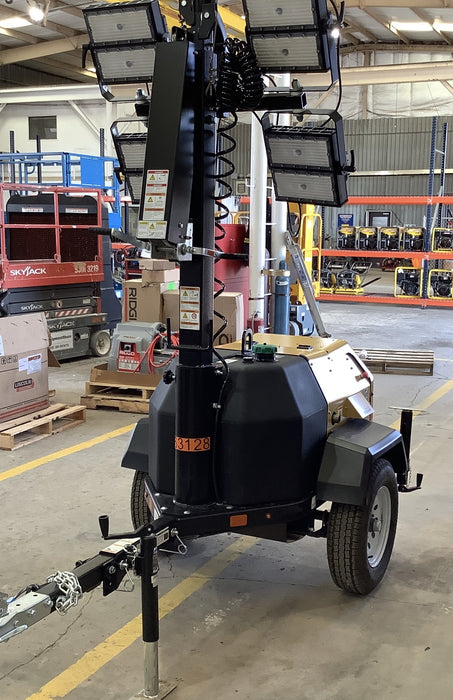 2021 Allmand NLV3GR (4) LED Light Fixture 350W, 23' Vertical Mast, 3kW Prime, Towable, Deep Sea L401, Leveling Jacks, Yanmar T4F 5.8hp