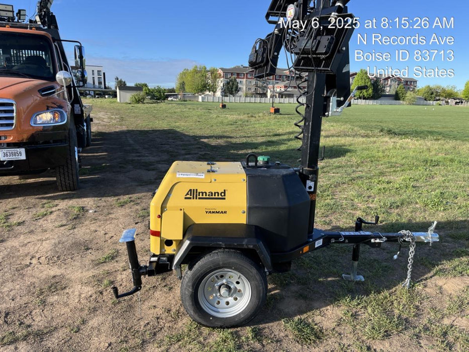 2022 Allmand NLV3GR (4) LED Light Fixture 350W, 23' Vertical Mast, 3kW Prime, Towable, ES Decals, T3