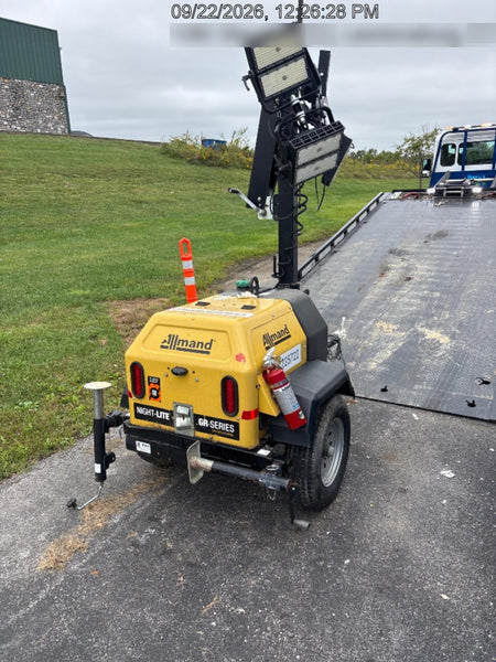 2022 Allmand NLV3GR (4) LED Light Fixture 350W, 23' Vertical Mast, 3kW Prime, Towable, Deep Sea L401, Leveling Jacks, Yanmar T4F 5.8hp