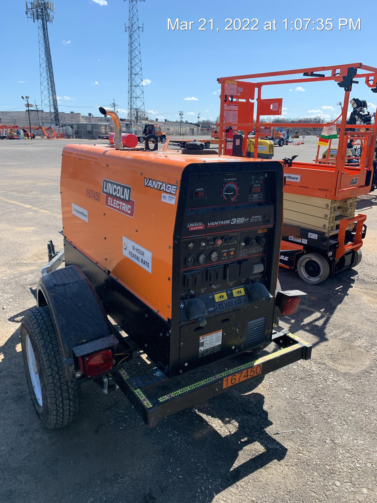 2021 Lincoln Electric Vantage 322 Vantage 322 Ready Pak 3 w/ Decals, ORANGE (includes trailer, cable rack, fender light kit) NO Telematics
