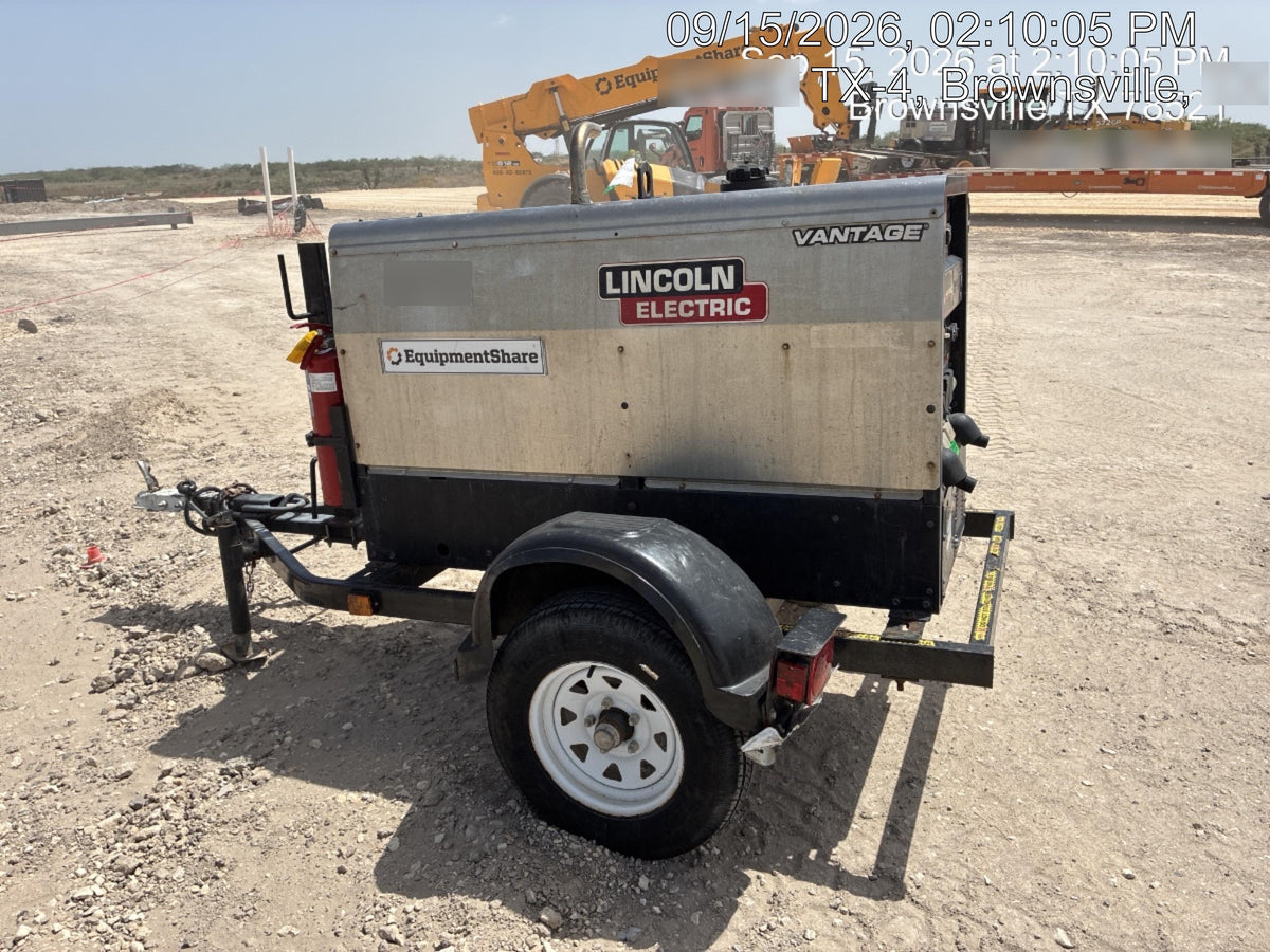 2019 Lincoln Electric Vantage 322 Ready-Pak 3, Two Wheel Trailer, Fender and Light Kit, Cable Rack