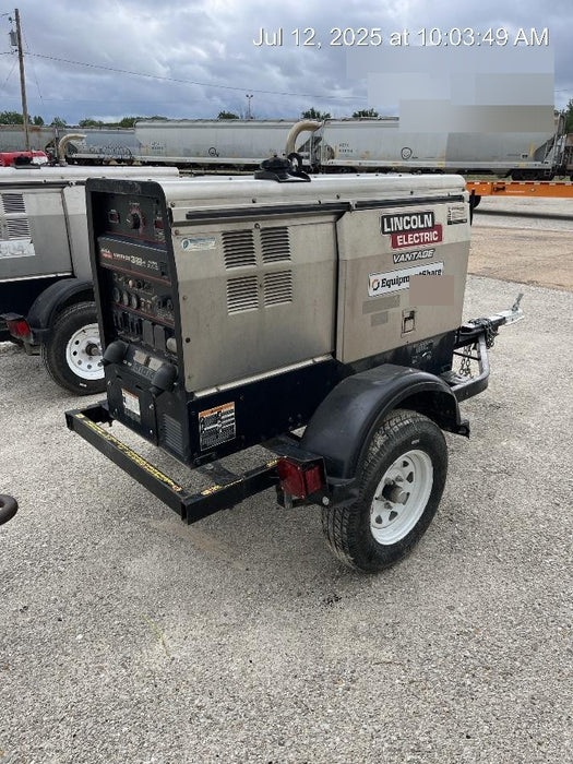 2019 Lincoln Electric Vantage 322 Welder Ready-Pak 3, Two wheel trailer, Fender and Light kit, Cable Rack